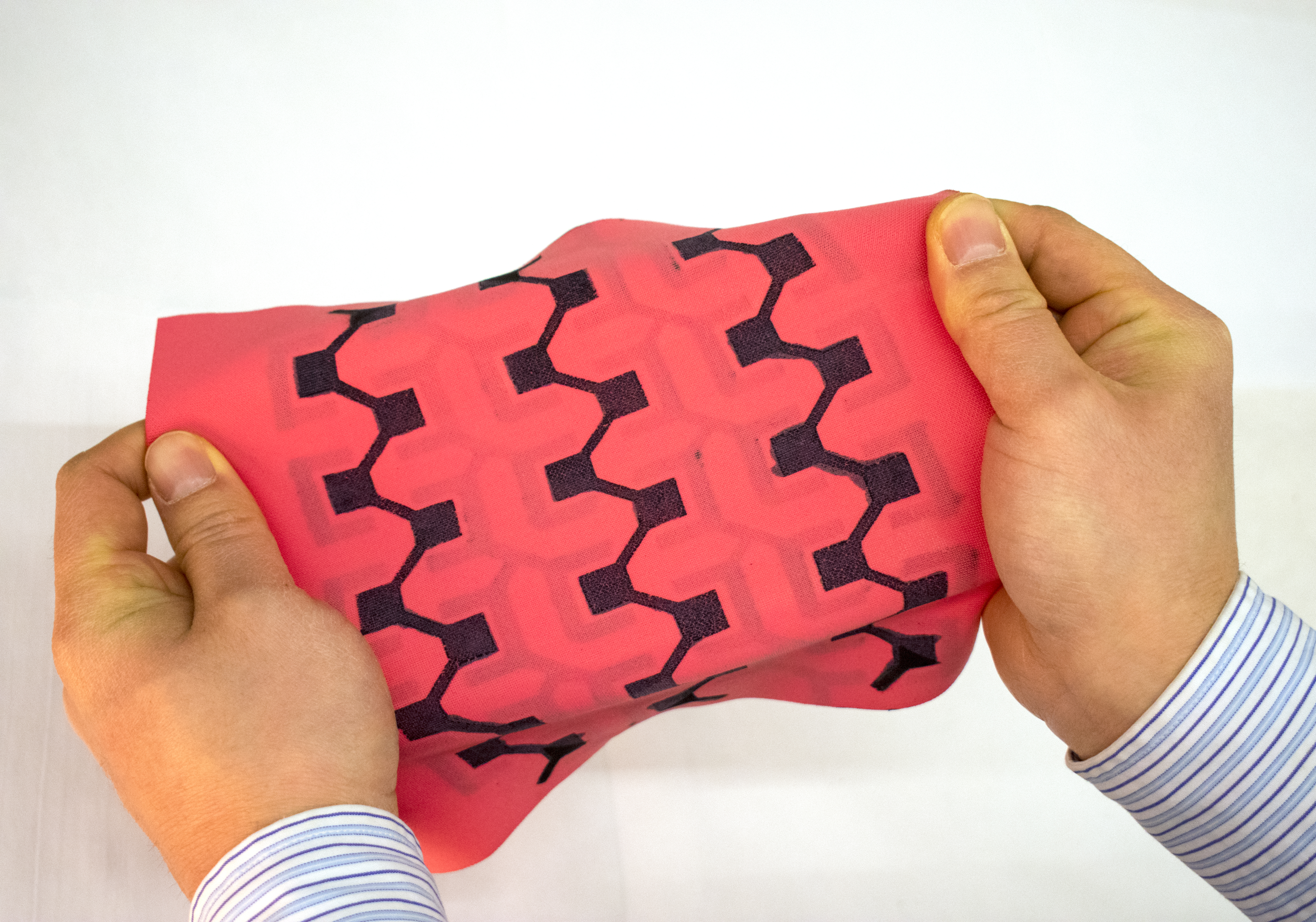 Close-up examples of textile-based biobattery structures for wearable electronics